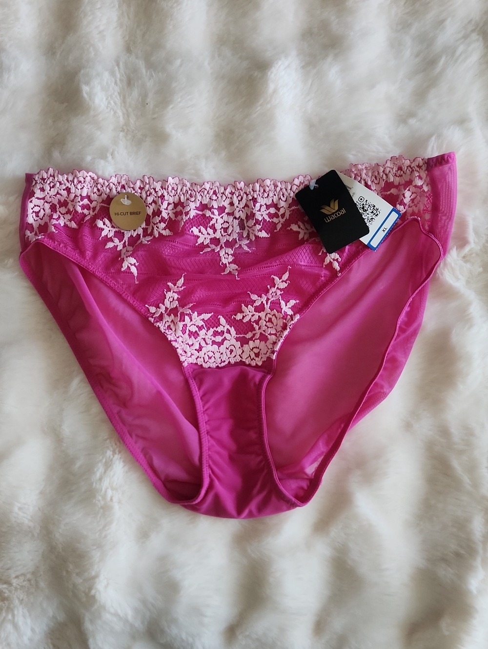 Wacoal Hot Pink Lace Trim High-Cut Brief